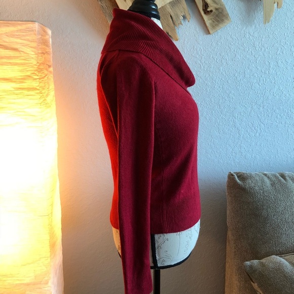 4[Carol Rose] Red petite draped turtleneck - Picture 3 of 7